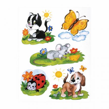 Украшение для окон и стекла ЗОЛОТАЯ СКАЗКА "Забавные зверюшки 2", 25,8х33,5 см, ПВХ, 591236