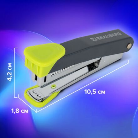 Степлер №10 металлический BRAUBERG "UNIVERSAL GT", до 16 листов, с антистеплером, зеленый, 272752