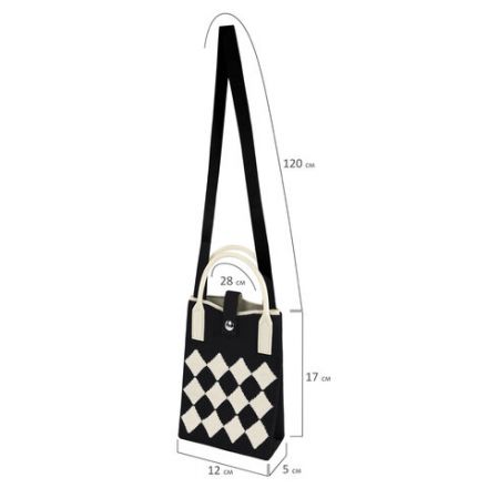 Сумочка-органайзер повседневная HEIKKI KNIT (ХЕЙКИ) кросс боди, вязаная, 17х12х5 см, "Black&White", 273793