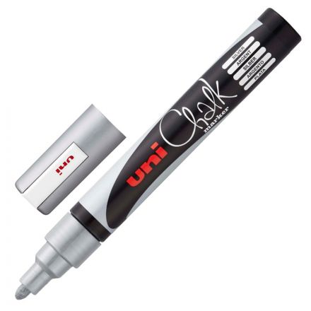 Маркер меловой UNI PWE-5M, серебро, 1.8-2.5 мм. Маркер меловой UNI PWE-5M, серебро, 1.8-2.5 мм.