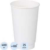 Стакан одноразовый  бум. 2-сл 400мл d-90мм белый, Комус, 25шт/уп
