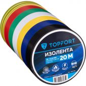 Изолента TOPFORT 19мм х 20м х 0,13мм (комплект цветов 7шт./уп.)
