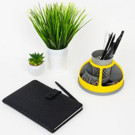 Подставка-органайзер STAFF "Attraction", 9 отделений, вращающаяся, серая/желтая, 238318 Подставка-органайзер STAFF "Attraction", 9 отделений, вращающаяся, серая/желтая, 238318