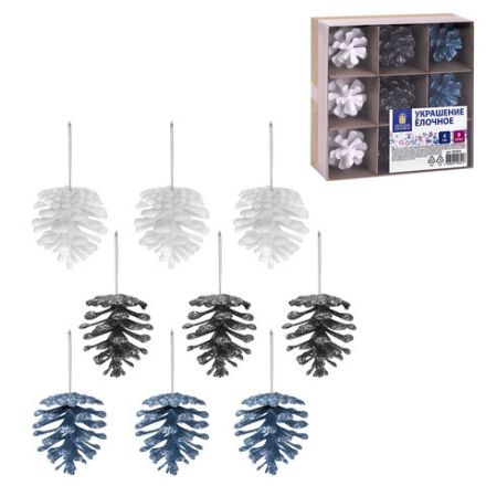 Украшение ёлочное 9 шт., 4 см, "Шишки", пластик, ЗОЛОТАЯ СКАЗКА, 592455