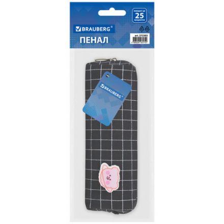 Пенал BRAUBERG, 1 отделение, полиэстер, "Cute bear", черный, 19х4х6 см, 272303