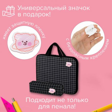 Пенал BRAUBERG, 1 отделение, полиэстер, "Cute bear", черный, 19х4х6 см, 272303
