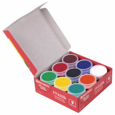 Гуашь BRAUBERG "МАГИЯ ЦВЕТА", 9 цветов по 20 мл, 190556 Гуашь BRAUBERG "МАГИЯ ЦВЕТА", 9 цветов по 20 мл, 190556