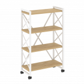 Loft Стеллаж на колесных опорах-4 полки VR.L-MST.K-4.8 Тиквуд светлый/Белый металл 800*400*1334