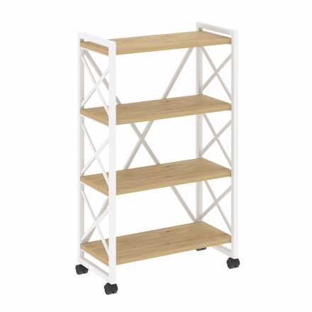 Loft Стеллаж на колесных опорах-4 полки VR.L-MST.K-4.8 Тиквуд светлый/Белый металл 800*400*1334 Loft Стеллаж на колесных опорах-4 полки VR.L-MST.K-4.8 Тиквуд светлый/Белый металл 800*400*1334