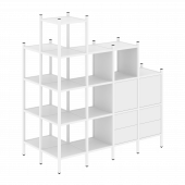 Loft Угловой внешний стеллаж наборный VR.L-58 Белый бриллиант/Белый металл 862*1694*1869