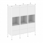 Loft Прямой стеллаж наборный VR.L-08 Белый бриллиант/Белый металл 1278*446*1458