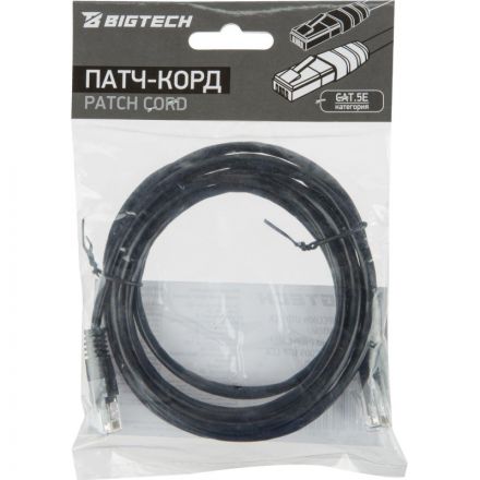 Патч-корд BigTech OPCC009 UTP CCA кат.5e/2м/литой/многожильный (черный)