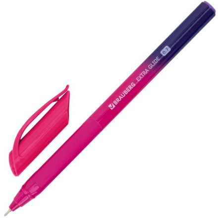 Ручка шариковая масляная BRAUBERG "Extra Glide DZ", СИНЯЯ, трехгранная, корпус ассорти, игольчатый наконечник 0,7 мм, линия 0,5 мм, 144263
