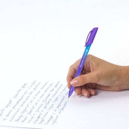 Ручка шариковая масляная BRAUBERG "Extra Glide DZ", СИНЯЯ, трехгранная, корпус ассорти, игольчатый наконечник 0,7 мм, линия 0,5 мм, 144263