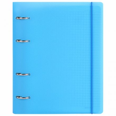 Тетрадь на кольцах А5 175х220 мм, 120 л., пластик, с резинкой, BRAUBERG, Синий, 404617