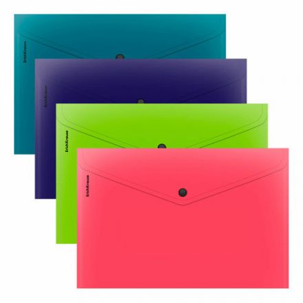 Папка-конверт с кнопкой ERICH KRAUSE "Soft Reef", A4, до 120 листов, непрозрачная, ассорти, 0,18 мм, 62956