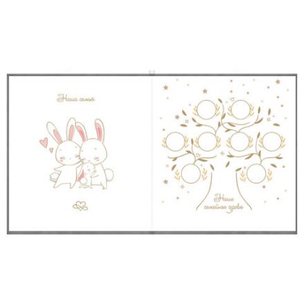 Фотоальбом-анкета детский 23х25 см, 32 листа, стикеры, открытка, конверт, серый бархат, BRAUBERG, 391422