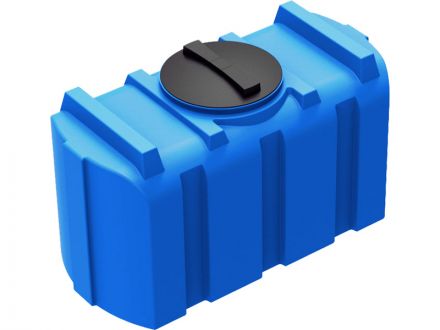 Емкость 200л. прямоугольная, горизонтальная, с крышкой  синий