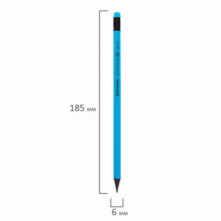 Набор карандашей чернографитных BRAUBERG "ULTRA COLOR" 12 шт., HB, с ластиком, пластиковые, 181710