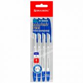Ручки шариковые BRAUBERG "X-333", СИНИЕ, НАБОР 4 шт., узел 0,7 мм, линия 0,35 мм, 144253