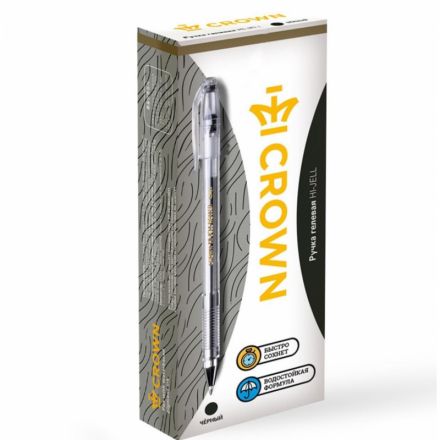 Ручка гелевая неавтоматическая CROWN Hi-Jell черная 0,5мм HJR-500B