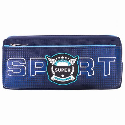 Пенал мягкий ЮНЛАНДИЯ, 2 отделения, полиэстер, "Super", синий, 21х6х9 см, 270277