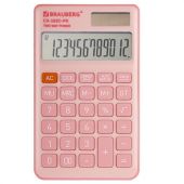 Калькулятор карманный BRAUBERG CX-102C-PK (76x126 мм), 12 разрядов, двойное питание, РОЗОВЫЙ, 272650