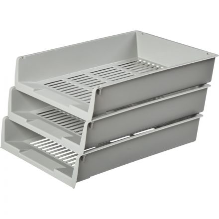 Лоток для бумаг горизонтальный Attache решетчатый серый