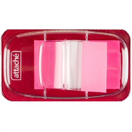 Клейкие закладки Attache пластиковые розовые 25 листов 25х45 мм в диспенсере