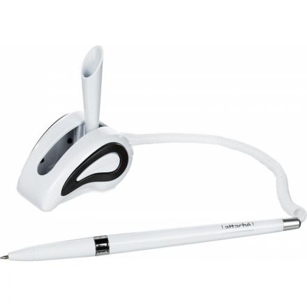 Ручка шариковая одноразовая на белой подставке Attache синяя на липучке с пружиной (толщина линии 0.5 мм) Ручка шариковая одноразовая на белой подставке Attache синяя на липучке с пружиной (толщина линии 0.5 мм)