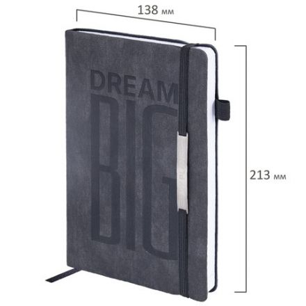 Ежедневник недатированный А5 138х213 мм BRAUBERG "BeStyle", под кожу, резинка, держатель, 160 л., графитовый, 116215