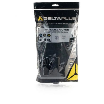 Перчатки DELTA PLUS HERCULE VV750NO09 утепл.трик.нитр.покр.3/4 цв.черн.р.9