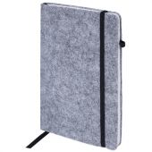 Блокнот А5 138x213 мм BRAUBERG "Voylok", войлок, резинка, держатель, 80 л., клетка, серый, 117135