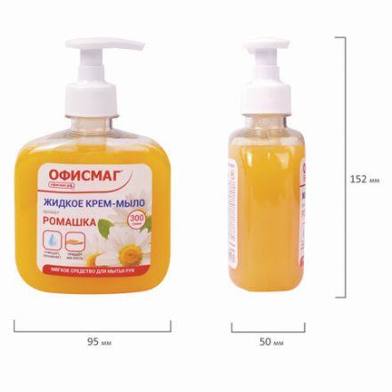 Мыло-крем жидкое 300 г ОФИСМАГ, "Ромашка", дозатор, 606783 Мыло-крем жидкое 300 г ОФИСМАГ, "Ромашка", дозатор, 606783