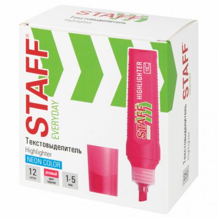 Текстовыделитель STAFF "EVERYDAY HL-707", РОЗОВЫЙ, линия 1-5 мм, скошенный наконечник, 152544