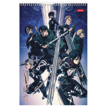 Альбом для рисования А4, 30 листов, спираль, обложка картон, HATBER, 205х300 мм, "Атака Титанов" (5 видов), 083983, 30А4Всп