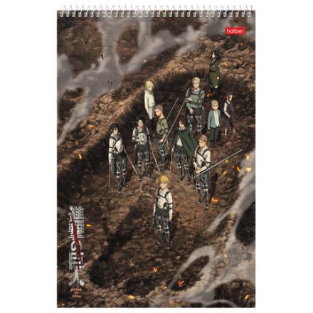 Альбом для рисования А4, 30 листов, спираль, обложка картон, HATBER, 205х300 мм, "Атака Титанов" (5 видов), 083983, 30А4Всп
