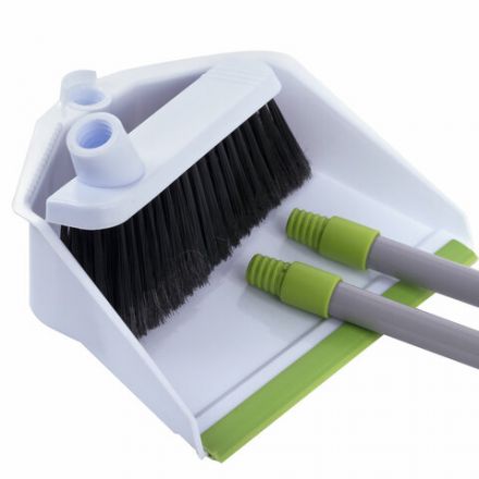 Совок для мусора + щетка, рукоятки 80 см с резьбой, пластик, зелено-белый, "ЛЕНИВКА", ЛЮБАША, 603616 Совок для мусора + щетка, рукоятки 80 см с резьбой, пластик, зелено-белый, "ЛЕНИВКА", ЛЮБАША, 603616