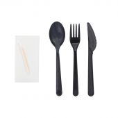 Набор столовых приборов №5 черный 18см (в,л. ст., н.,салф,зуб) 250 шт/кор