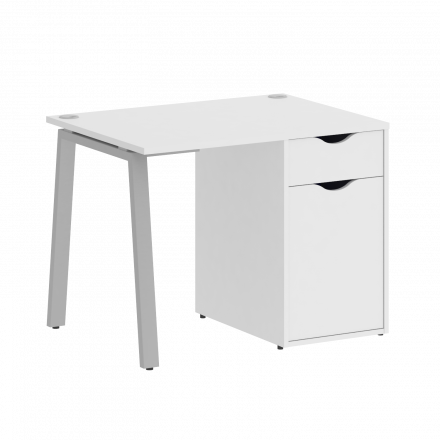 Home Office Стол письменный VR.SP-3-98.1.A Белый бриллиант/Серый металл 980*720*750