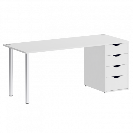 Home Office Стол письменный VR.SP-3-178.4 Белый бриллиант/Хром опоры 1780*720*750
