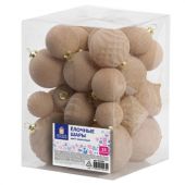 Шары елочные НАБОР 35 предметов "Зефирки", пластик, софт-тач, молочный, ЗОЛОТАЯ СКАЗКА, 592588