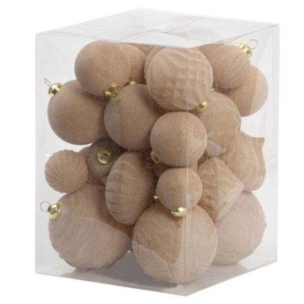 Шары елочные НАБОР 35 предметов "Зефирки", пластик, софт-тач, молочный, ЗОЛОТАЯ СКАЗКА, 592588