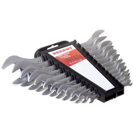 Набор ключей рожковых 12 предм. 6-32мм CrV, зерк. хромир. REXANT 12-5845