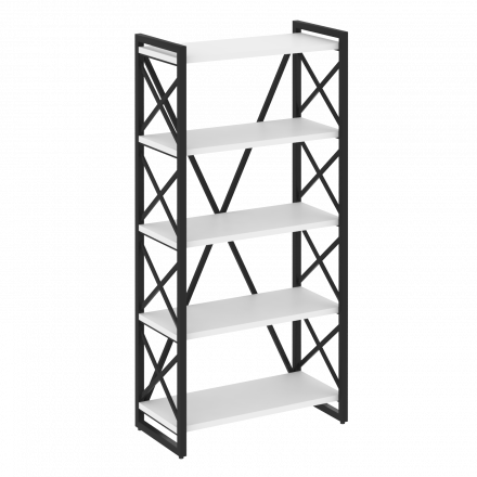 Loft Стеллаж на регулируемых опорах-5 полок VR.L-MST.O-5.8 Белый бриллиант/Чёрный металл 800*400*1650