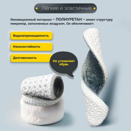 Стельки для обуви ЗИМНИЕ УТЕПЛЕННЫЕ, материал PU PRO, размер RU 39-44 / EU 40-45, с линиями выреза, SHEGRA (ШЕГРА), 700758