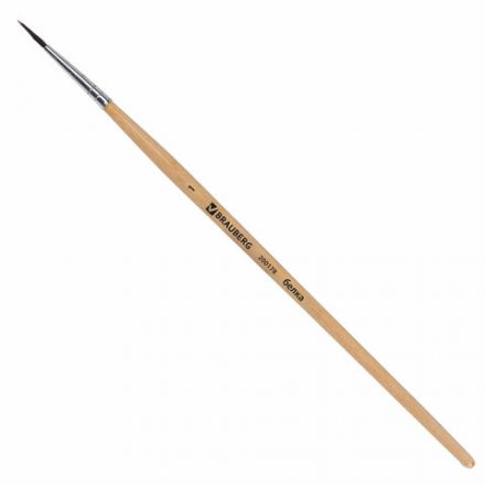 Кисть BRAUBERG, белка, круглая, № 1, 200178