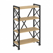 Loft Стеллаж на колесных опорах-4 полки VR.L-MST.K-4.8 Тиквуд светлый/Чёрный металл 800*400*1334