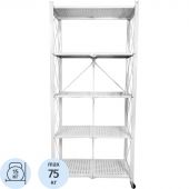 Стеллаж металлический складной Гел_Атлант-5, размер 730х400х1590 мм, белый