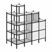 Loft Угловой внешний стеллаж наборный VR.L-58 Белый бриллиант/Чёрный металл 862*1694*1869